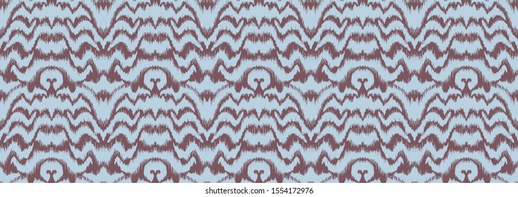 Ikat border. Geometric folk ornament. Tribal vector texture. Seamless striped pattern in Aztec style. Ethnic embroidery. Indian, Scandinavian, Gypsy, Mexican, African rug.