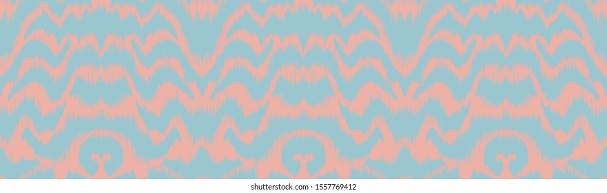 Ikat border. Geometric folk ornament. Tribal vector texture. Seamless striped pattern in Aztec style. Ethnic embroidery. Indian, Scandinavian, Gypsy, Mexican, African rug.