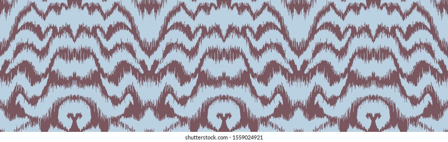Ikat border. Geometric folk ornament. Tribal vector texture. Seamless striped pattern in Aztec style. Ethnic embroidery. Indian, Scandinavian, Gypsy, Mexican, African rug.