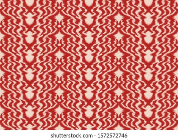Ikat border. Geometric folk ornament. Tribal vector texture. Seamless striped pattern in Aztec style. Ethnic embroidery. Indian, Scandinavian, Gypsy, Mexican, African rug.