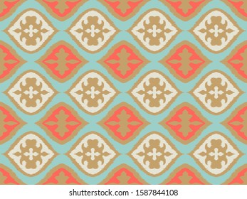 Ikat border. Geometric folk ornament. Tribal vector texture. Seamless striped pattern in Aztec style. Ethnic embroidery. Indian, Scandinavian, Gypsy, Mexican, African rug.
