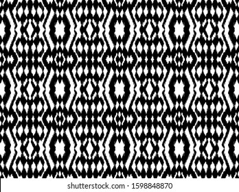 Ikat border. Geometric folk ornament. Tribal vector texture. Seamless striped pattern in Aztec style. Ethnic embroidery. Indian, Scandinavian, Gypsy, Mexican, African rug.