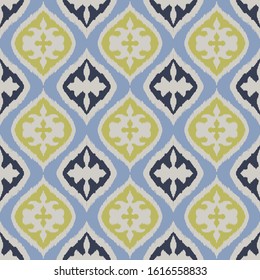 Ikat border. Geometric folk ornament. Tribal vector texture. Seamless striped pattern in Aztec style. Ethnic embroidery. Indian, Scandinavian, Gypsy, Mexican, African rug.