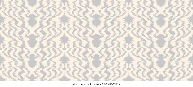 Ikat border. Geometric folk ornament. Tribal vector texture. Seamless striped pattern in Aztec style. Ethnic embroidery. Indian, Scandinavian, Gypsy, Mexican, African rug.