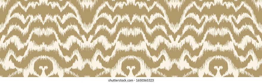 Ikat border. Geometric folk ornament. Tribal vector texture. Seamless striped pattern in Aztec style. Ethnic embroidery. Indian, Scandinavian, Gypsy, Mexican, African rug.
