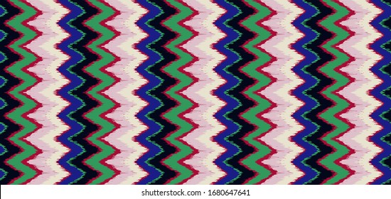 Ikat border. Geometric folk ornament. Ink on clothes. Tribal vector texture. Seamless striped pattern in Aztec style. Ethnic embroidery. Indian, Scandinavian, Gypsy, Mexican, African rug.
