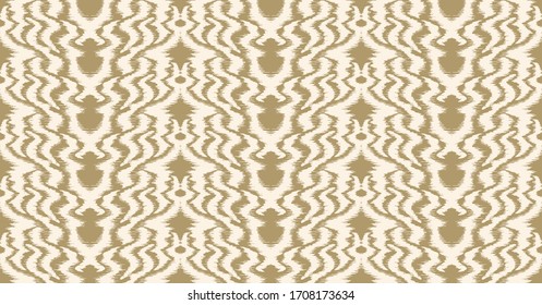 Ikat border. Geometric folk ornament. Tribal vector texture. Seamless striped pattern in Aztec style. Ethnic embroidery. Indian, Scandinavian, Gypsy, Mexican, African rug.