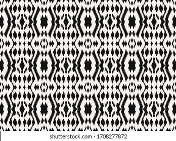 Ikat border. Geometric folk ornament. Tribal vector texture. Seamless striped pattern in Aztec style. Ethnic embroidery. Indian, Scandinavian, Gypsy, Mexican, African rug.