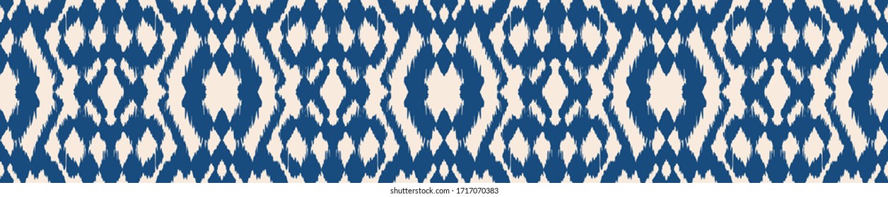 Ikat border. Geometric folk ornament. Tribal vector texture. Seamless striped pattern in Aztec style. Ethnic embroidery. Indian, Scandinavian, Gypsy, Mexican, African rug.