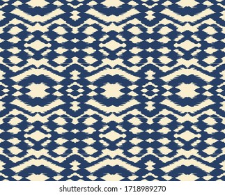 Ikat border. Geometric folk ornament. Tribal vector texture. Seamless striped pattern in Aztec style. Ethnic embroidery. Indian, Scandinavian, Gypsy, Mexican, African rug.