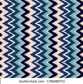 Ikat border. Geometric folk ornament. Ink on clothes. Tribal vector texture. Seamless striped pattern in Aztec style. Ethnic embroidery. Indian, Scandinavian, Gypsy, Mexican, African rug.