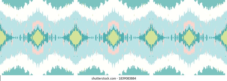 Ikat border. Geometric folk ornament. Tribal vector texture. Seamless striped pattern in Aztec style. Ethnic embroidery. Indian, Scandinavian, Gypsy, Mexican, African rug.