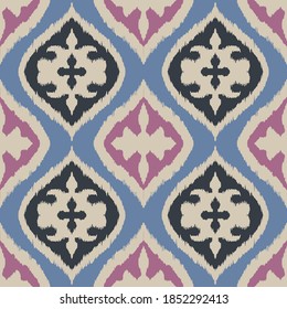 Ikat border. Geometric folk ornament. Tribal vector texture. Seamless striped pattern in Aztec style. Ethnic embroidery. Indian, Scandinavian, Gypsy, Mexican, African rug.