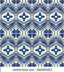 Ikat border. Geometric folk ornament. Ink on clothes. Tribal vector texture. Seamless striped pattern in Aztec style. Ethnic embroidery. Indian, Scandinavian, Gypsy, Mexican, African rug.
