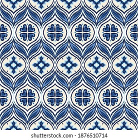 Ikat border. Geometric folk ornament. Ink on clothes. Tribal vector texture. Seamless striped pattern in Aztec style. Ethnic embroidery. Indian, Scandinavian, Gypsy, Mexican, African rug.