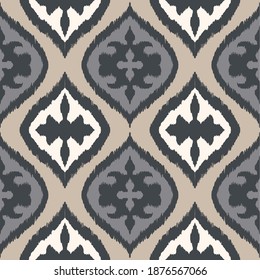 Ikat border. Geometric folk ornament. Tribal vector texture. Seamless striped pattern in Aztec style. Ethnic embroidery. Indian, Scandinavian, Gypsy, Mexican, African rug.