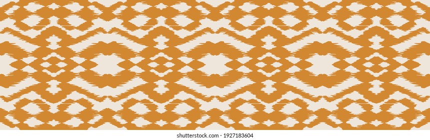 Ikat Border. Geometric Folk Ornament. Tribal Vector Texture. Seamless Striped Pattern In Aztec Style. Ethnic Embroidery. Indian, Scandinavian, Gypsy, Mexican, African Rug.