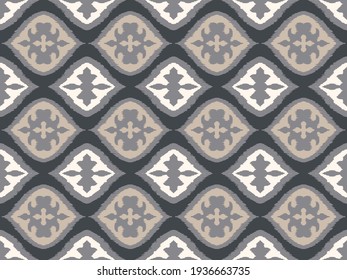 Ikat border. Geometric folk ornament. Tribal vector texture. Seamless striped pattern in Aztec style. Ethnic embroidery. Indian, Scandinavian, Gypsy, Mexican, African rug.