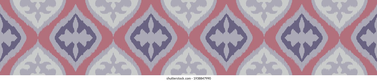 Ikat border. Geometric folk ornament. Tribal vector texture. Seamless striped pattern in Aztec style. Ethnic embroidery. Indian, Scandinavian, Gypsy, Mexican, African rug.