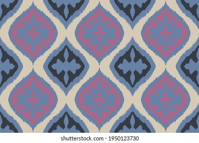 Ikat border. Geometric folk ornament. Tribal vector texture. Seamless striped pattern in Aztec style. Ethnic embroidery. Indian, Scandinavian, Gypsy, Mexican, African rug.