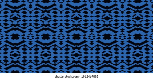 Ikat border. Geometric folk ornament. Tribal vector texture. Seamless striped pattern in Aztec style. Ethnic embroidery. Indian, Scandinavian, Gypsy, Mexican, African rug.