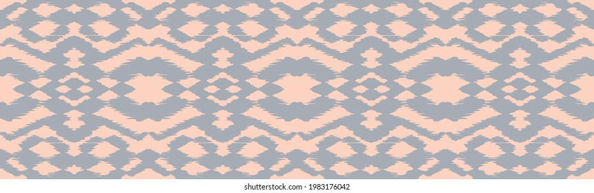 Ikat border. Geometric folk ornament. Tribal vector texture. Seamless striped pattern in Aztec style. Ethnic embroidery. Indian, Scandinavian, Gypsy, Mexican, African rug.