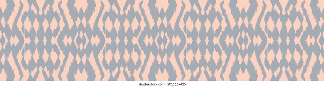 Ikat border. Geometric folk ornament. Tribal vector texture. Seamless striped pattern in Aztec style. Ethnic embroidery. Indian, Scandinavian, Gypsy, Mexican, African rug.