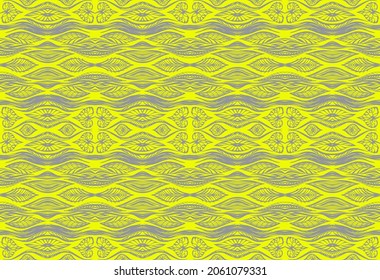 Frontera Ikat. Ornamento folclórico geométrico. Textura vectorial tribal. Patrón de rayas sin foco al estilo azteca. Borde étnico. India, escandinava, gitana, mexicana, africana.