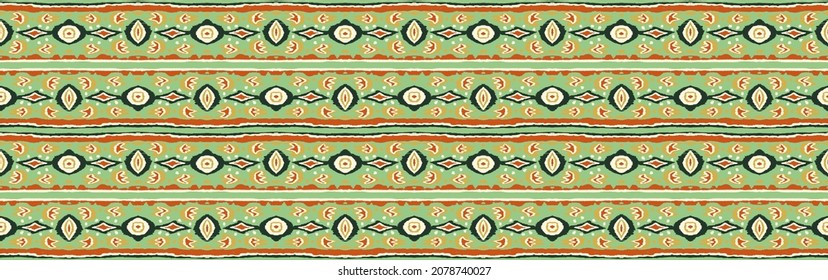 Ikat border. Geometric folk ornament. Tribal vector texture. Seamless striped pattern in Aztec style. Ethnic embroidery. Indian, Scandinavian, Gypsy, Mexican, African rug.