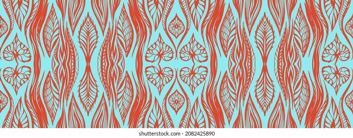 Ikat border. Geometric folk ornament. Tribal vector texture. Seamless striped pattern in Aztec style. Ethnic embroidery. Indian, Scandinavian, Gypsy, Mexican, African rug.