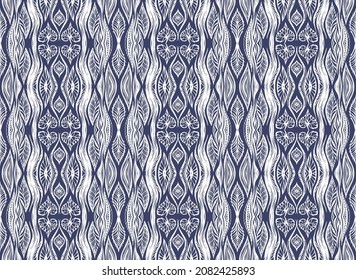 Ikat border. Geometric folk ornament. Tribal vector texture. Seamless striped pattern in Aztec style. Ethnic embroidery. Indian, Scandinavian, Gypsy, Mexican, African rug.