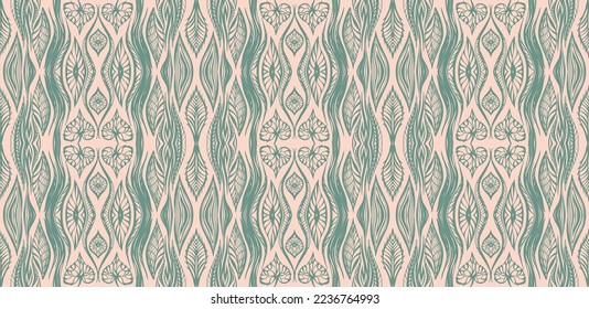 Ikat border. Geometric folk ornament. Tribal vector texture. Seamless striped pattern in Aztec style. Ethnic embroidery. Indian, Scandinavian, Gypsy, Mexican, African rug.