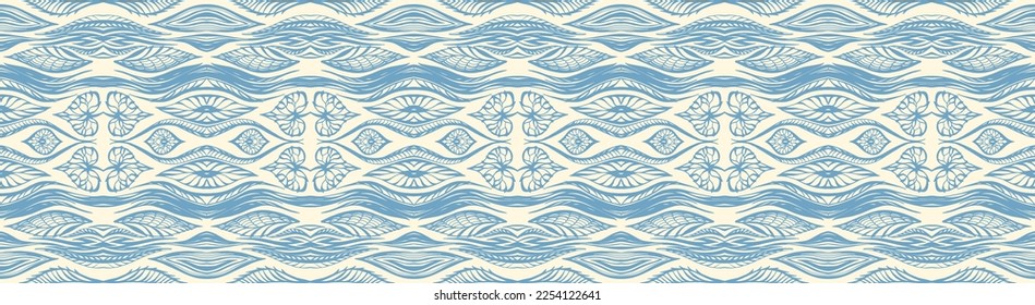 Ikat border. Geometric folk ornament. Tribal vector texture. Seamless striped pattern in Aztec style. Ethnic embroidery. Indian, Scandinavian, Gypsy, Mexican, African rug.