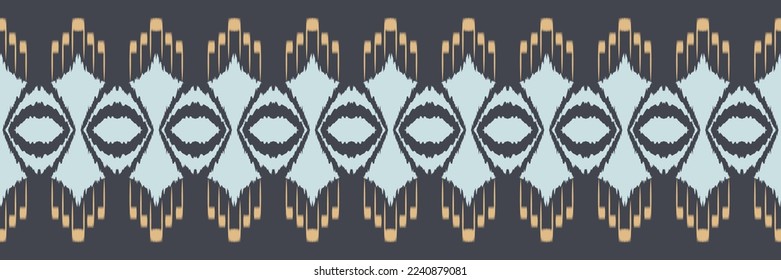 Ikat border tribal African Seamless Pattern. Ethnic Geometric Ikkat Batik Digital vector textile Design for Prints Fabric saree Mughal brush symbol Swaths texture Kurti Kurtis Kurtas