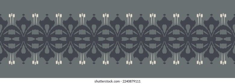 Ikat border tribal African Seamless Pattern. Ethnic Geometric Batik Ikkat Digital vector textile Design for Prints Fabric saree Mughal brush symbol Swaths texture Kurti Kurtis Kurtas