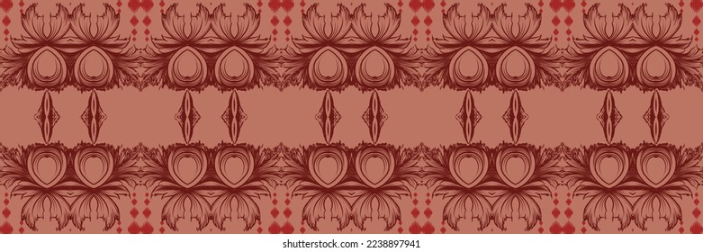 Ikat border tribal art Seamless Pattern. Ethnic Geometric Ikkat Batik Digital vector textile Design for Prints Fabric saree Mughal brush symbol Swaths texture Kurti Kurtis Kurtas