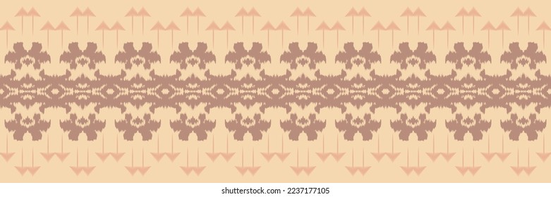 Ikat border tribal Aztec Seamless Pattern. Ethnic Geometric Ikkat Batik Digital vector textile Design for Prints Fabric saree Mughal brush symbol Swaths texture Kurti Kurtis Kurtas