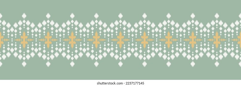 Ikat border tribal Aztec Seamless Pattern. Ethnic Geometric Ikkat Batik Digital vector textile Design for Prints Fabric saree Mughal brush symbol Swaths texture Kurti Kurtis Kurtas