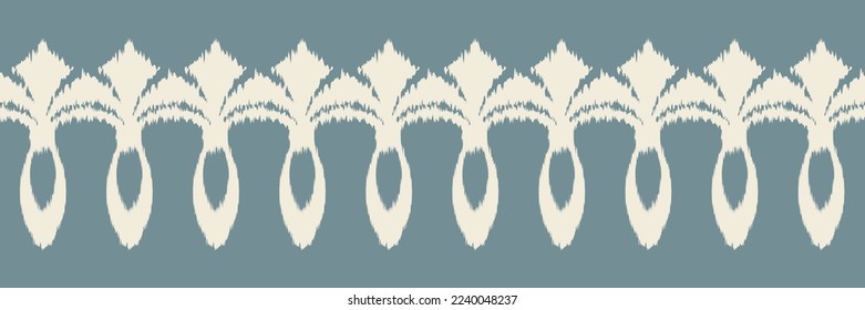 Ikat border tribal Aztec Seamless Pattern. Ethnic Geometric Batik Ikkat Digital vector textile Design for Prints Fabric saree Mughal brush symbol Swaths texture Kurti Kurtis Kurtas