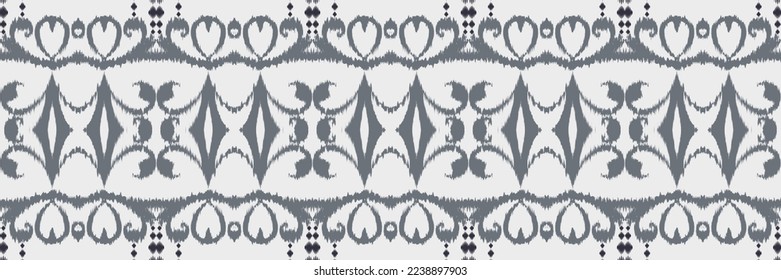 Fondo tribal de la frontera de Ikat Patrón sin problemas. Étnica Geométrica Ikkat Batik Vector digital Diseño para imprentas Saree de tela Mughal símbolo de pincel Swath textura Kurti Kurtis Kurtas Kurtas