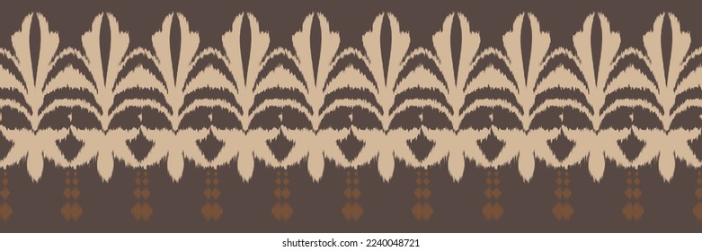 Ikat border tribal background Seamless Pattern. Ethnic Geometric Ikkat Batik Digital vector textile Design for Prints Fabric saree Mughal brush symbol Swaths texture Kurti Kurtis Kurtas