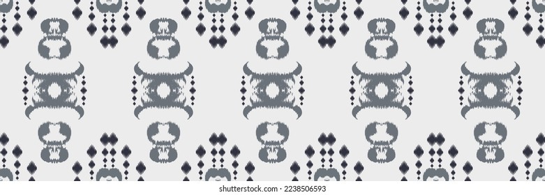 Ikat border tribal backgrounds Seamless Pattern. Ethnic Geometric Batik Ikkat Digital vector textile Design for Prints Fabric saree Mughal brush symbol Swaths texture Kurti Kurtis Kurtas