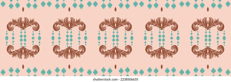 Ikat border tribal backgrounds Seamless Pattern. Ethnic Geometric Batik Ikkat Digital vector textile Design for Prints Fabric saree Mughal brush symbol Swaths texture Kurti Kurtis Kurtas