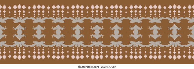 Ikat border tribal chevron Seamless Pattern. Ethnic Geometric Batik Ikkat Digital vector textile Design for Prints Fabric saree Mughal brush symbol Swaths texture Kurti Kurtis Kurtas