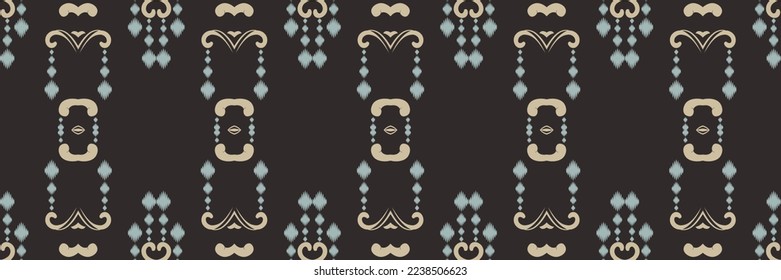 Ikat border tribal chevron Seamless Pattern. Ethnic Geometric Ikkat Batik Digital vector textile Design for Prints Fabric saree Mughal brush symbol Swaths texture Kurti Kurtis Kurtas