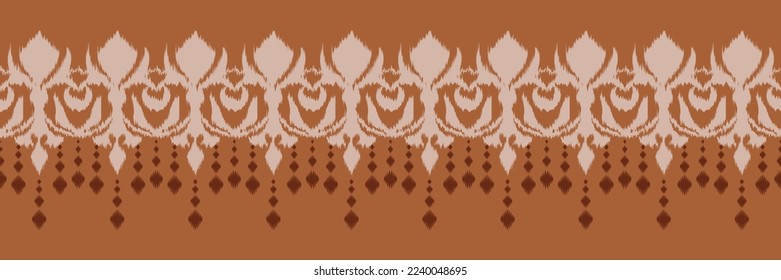 Ikat border tribal color Seamless Pattern. Ethnic Geometric Ikkat Batik Digital vector textile Design for Prints Fabric saree Mughal brush symbol Swaths texture Kurti Kurtis Kurtas
