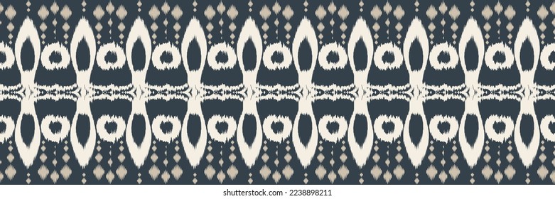 Ikat border tribal cross Seamless Pattern. Ethnic Geometric Ikkat Batik Digital vector textile Design for Prints Fabric saree Mughal brush symbol Swaths texture Kurti Kurtis Kurtas