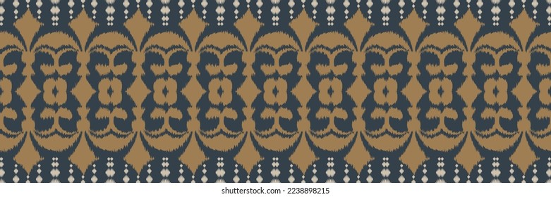Ikat border tribal cross Seamless Pattern. Ethnic Geometric Batik Ikkat Digital vector textile Design for Prints Fabric saree Mughal brush symbol Swaths texture Kurti Kurtis Kurtas
