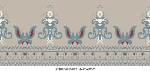 Ikat Borders paisley embroidery. Ikkat background.geometric ethnic oriental pattern traditional. Ikat Aztec style abstract vector illustration.design for texture,fabric,decoration,carpet,saree,sari