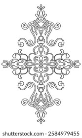 ikat carpet pattern element, abstract lines on white background for graphic elements